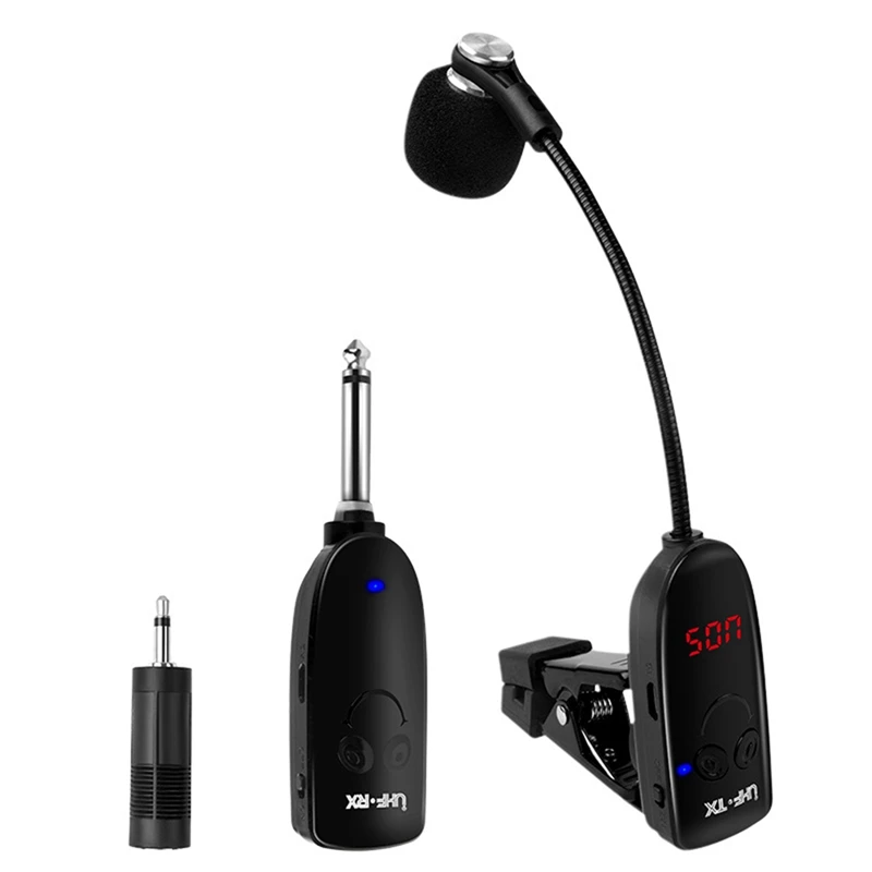 1Set UHF Wireless Instruments Саксофонный микрофон 50 м Plug And Play для саксофона Изображение 0