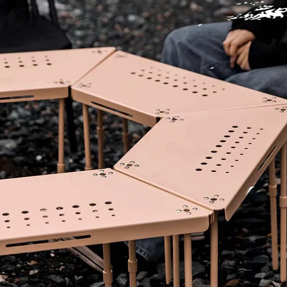 Открытый кемпинг Шестиугольный стол Комбинированный дизайн со съемными ножками Открытый стол из алюминиевого сплава для барбекю Кемпинг Пешие прогулки Изображение 3