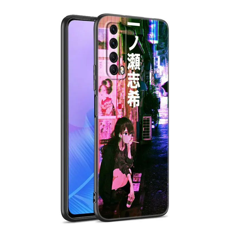 Аниме Vaporwave Glitch Чехол для телефона для Huawei Y5 Lite Y6 Y7 Y9 Prime 2018 2019 2020 Y5P Y6P Y6S Y7A Y7P Y8P Y8S Y9A Y9S Чехол Изображение 1