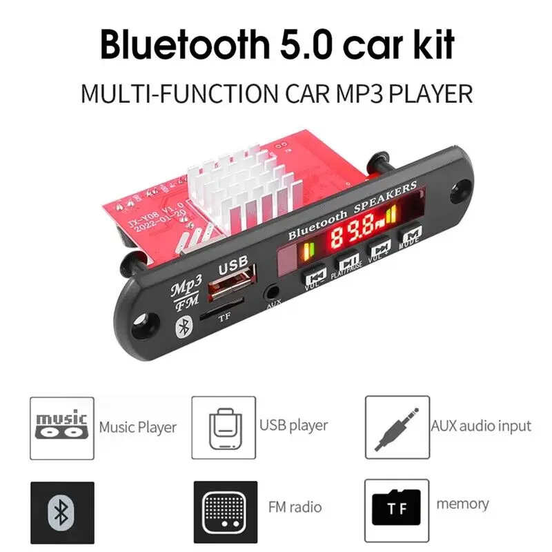 2X60W Усилитель Bluetooth 5.0 MP3 Плата декодера Громкая связь 12 В Wireless Musi O1K5 Изображение 3