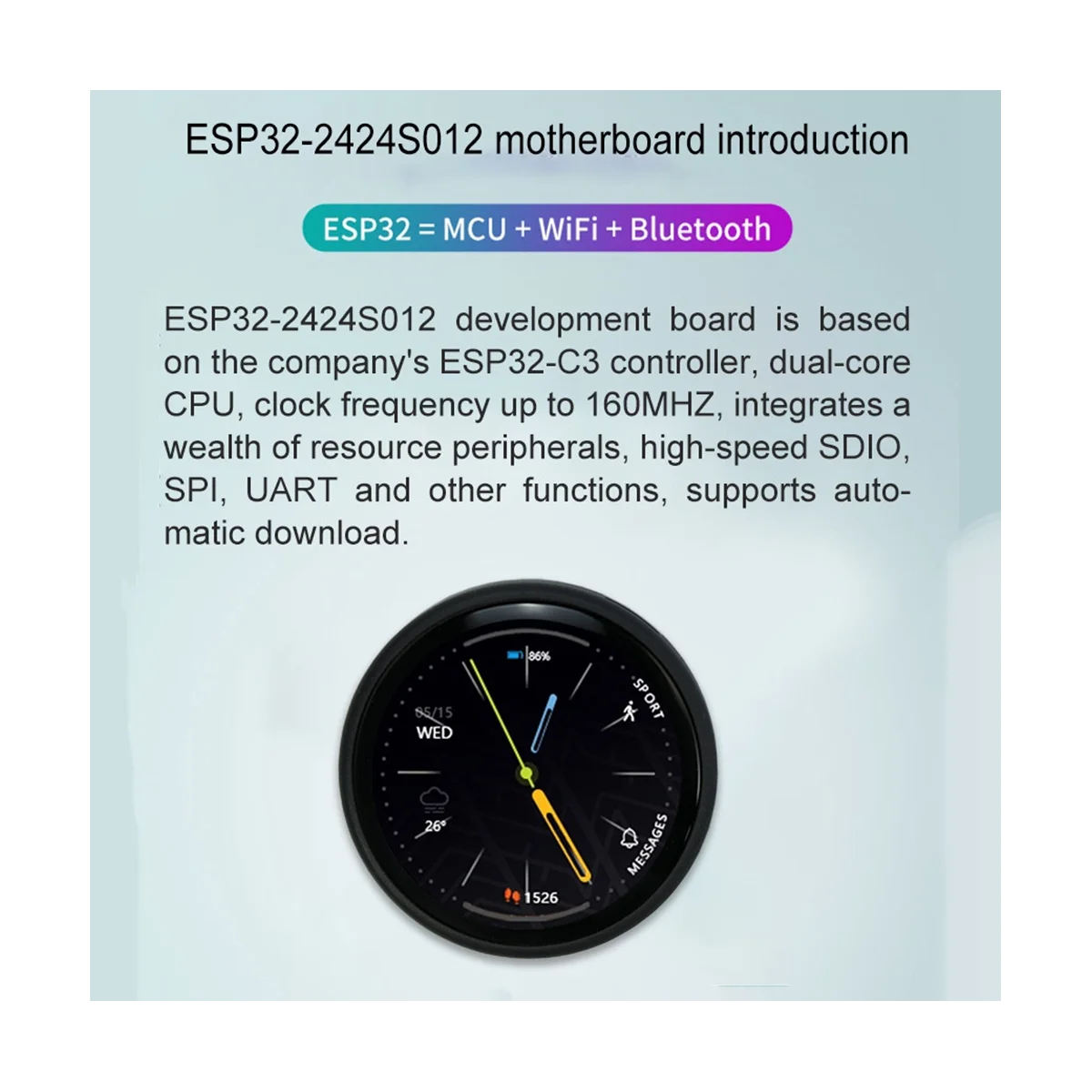 ESP32-C3 Development Board 1,28-дюймовый круглый ЖК-дисплей с модулем Wi-Fi Bluetooth Без сенсорной панели Изображение 4