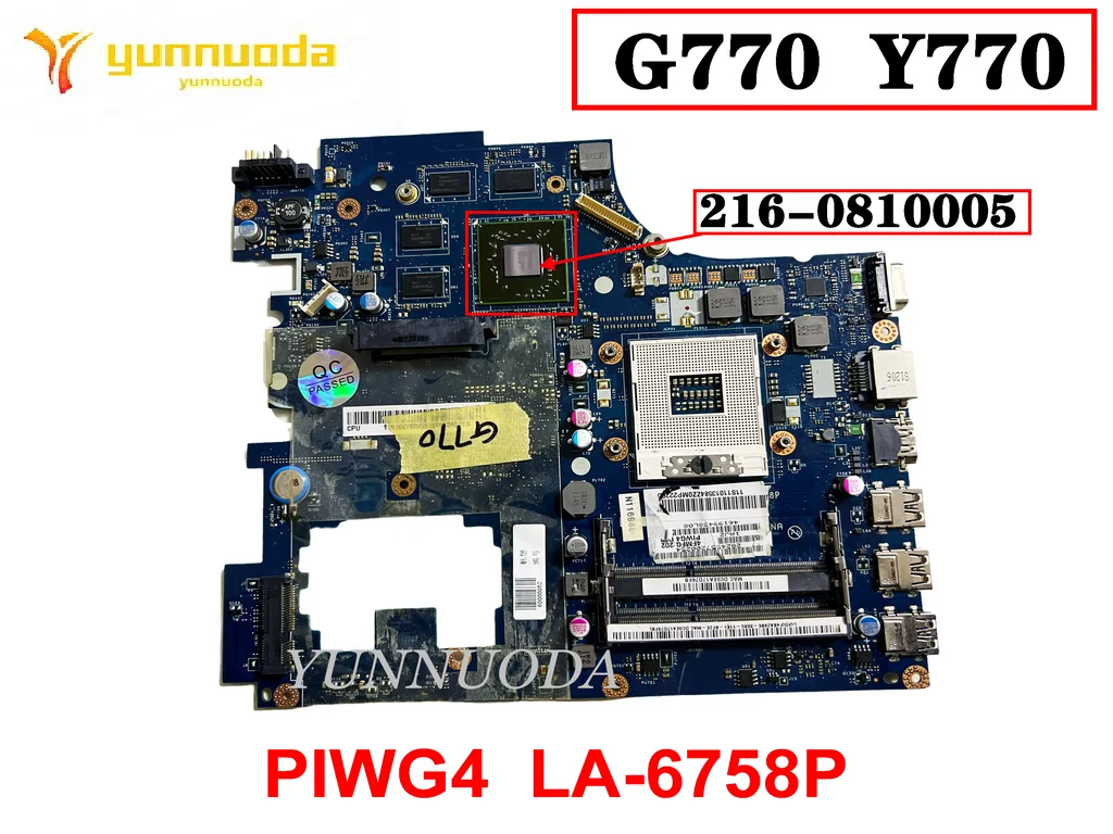 Оригинал для материнской платы ноутбука Lenovo Ideapad G770 Y770 216-0810005 1GB PIWG4 LA-6758P проверено хорошая бесплатная доставка Изображение 0