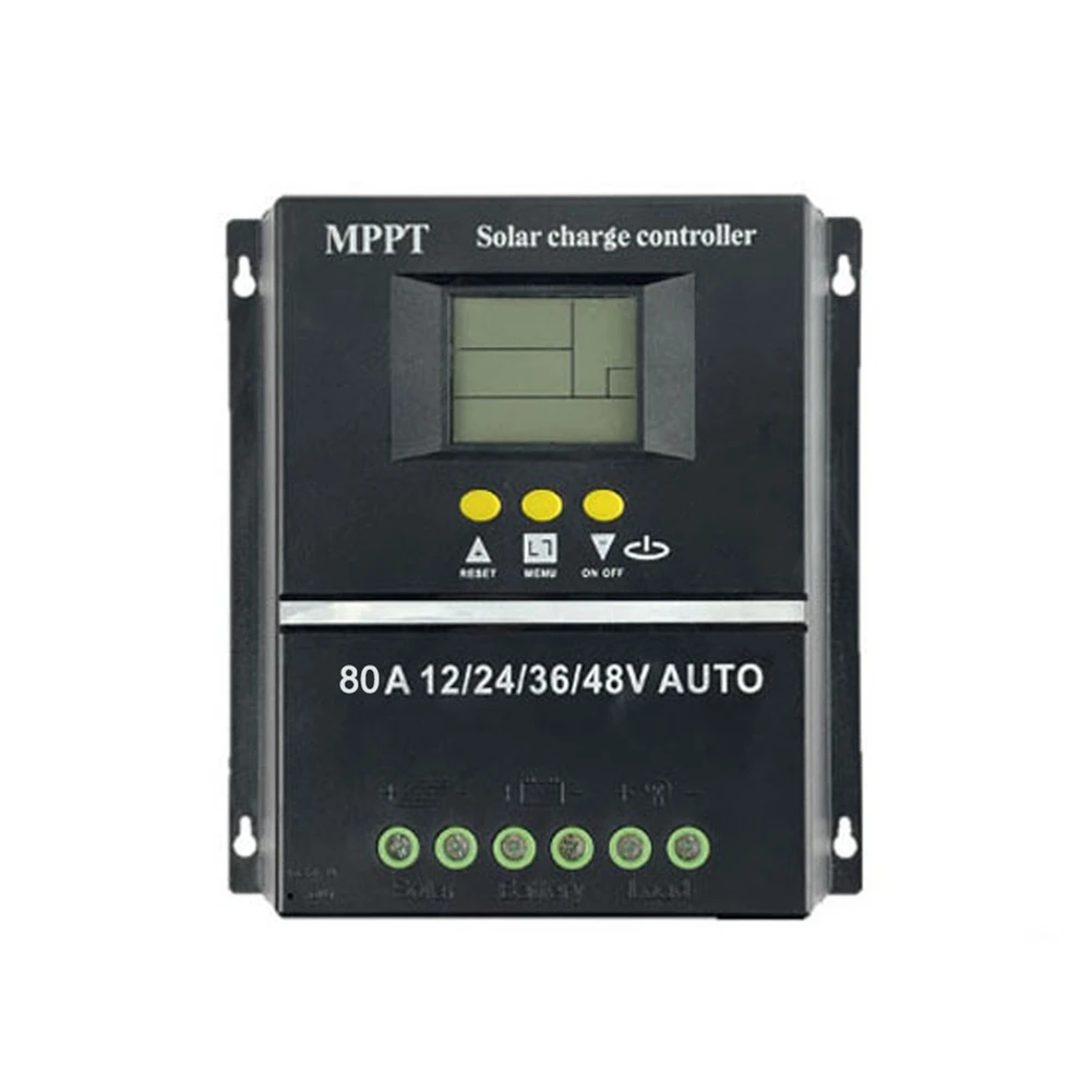 80A MPPT / PWM Солнечный контроллер заряда 12 В / 24 В / 36 В / 48 В Автоматический контроллер Инструменты Зарядное устройство для солнечных фотоэлектрических батарей с ЖК-дисплеем и двумя USB Изображение 0