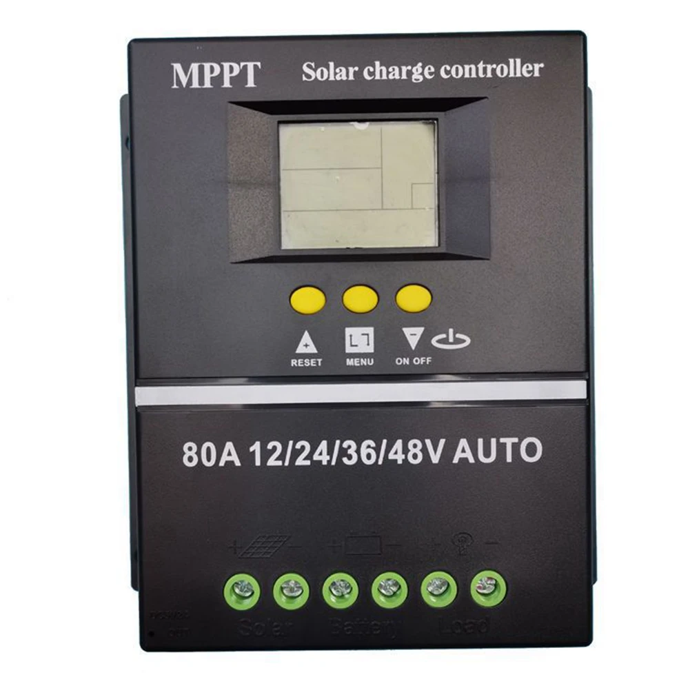 80A MPPT / PWM Солнечный контроллер заряда 12 В / 24 В / 36 В / 48 В Автоматический контроллер Инструменты Зарядное устройство для солнечных фотоэлектрических батарей с ЖК-дисплеем и двумя USB Изображение 5