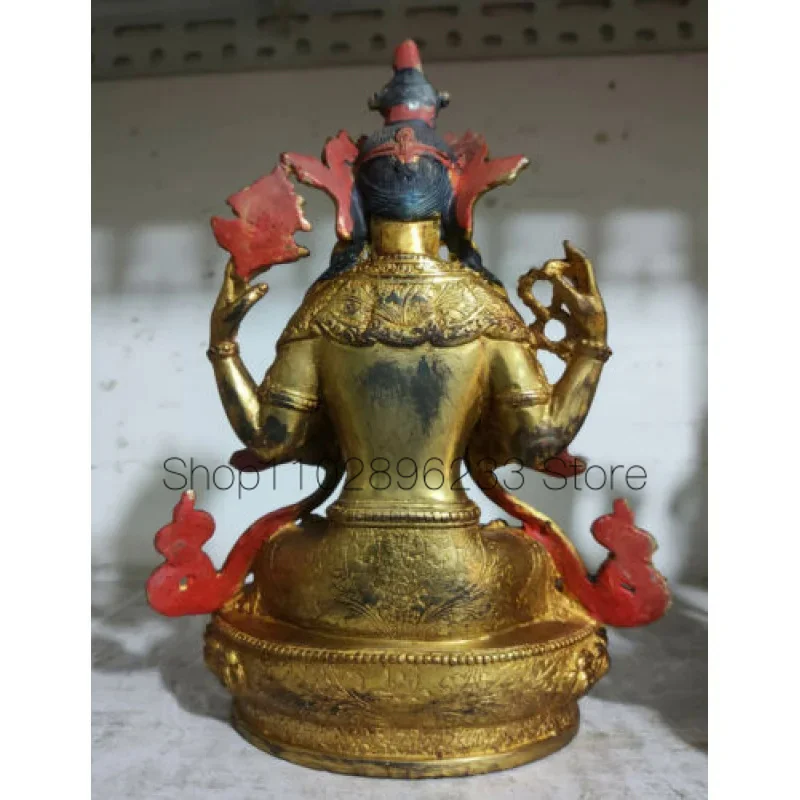 Аутентичная тибетская 8-дюймовая статуя Будды Авалокитешвара ручной работы Буддизм Изображение 2