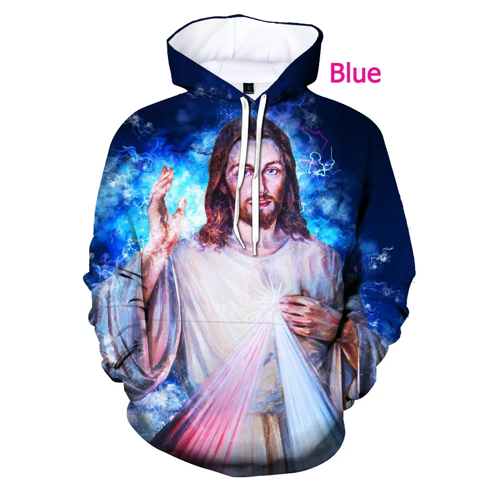 2022 Крест Мода Об Иисусе Любви Everone Христианская 3D-печатная женская мужская толстовка с капюшоном Забавный пуловер Изображение 0