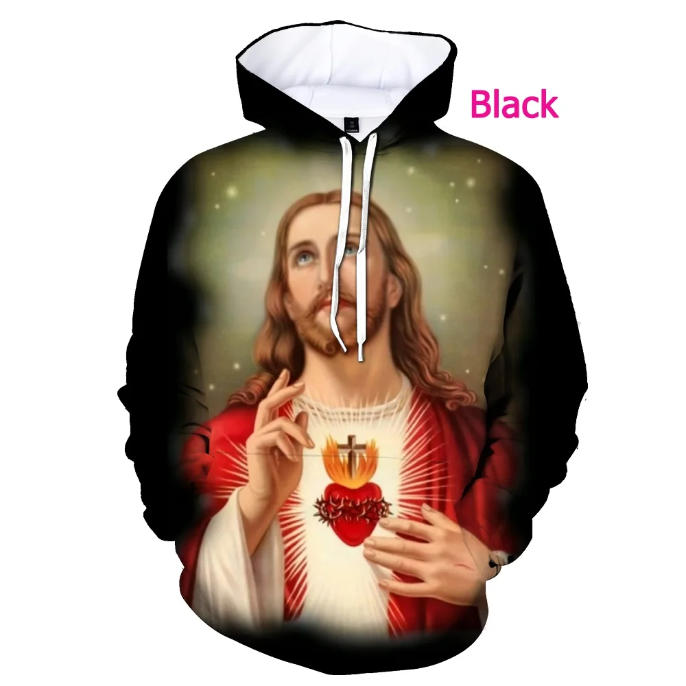 2022 Крест Мода Об Иисусе Любви Everone Христианская 3D-печатная женская мужская толстовка с капюшоном Забавный пуловер Изображение 1