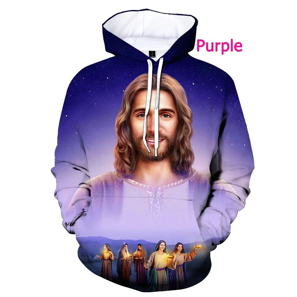 2022 Крест Мода Об Иисусе Любви Everone Христианская 3D-печатная женская мужская толстовка с капюшоном Забавный пуловер Изображение 2