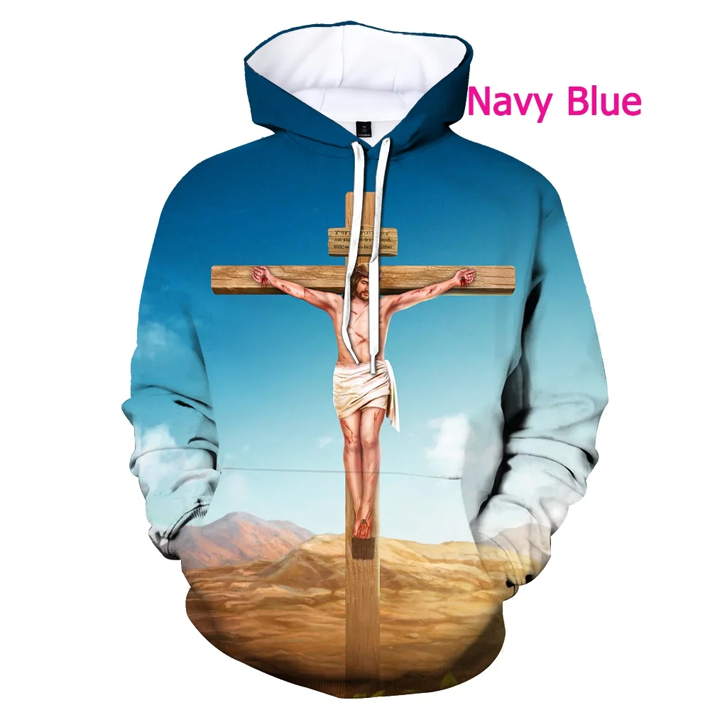 2022 Крест Мода Об Иисусе Любви Everone Христианская 3D-печатная женская мужская толстовка с капюшоном Забавный пуловер Изображение 3