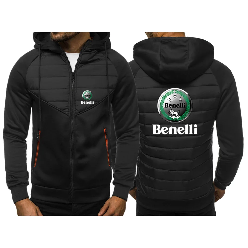 Benelli 2024 Новый мужской осенне-зимний принт Цвет Соответствующий Designe Повседневный теплый удобный мягкий пиджак на молнии Пальто Изображение 0
