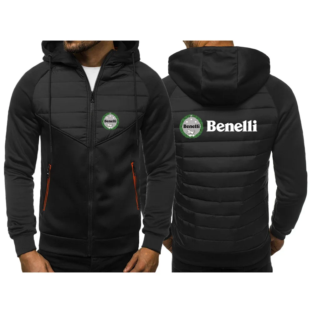 Benelli 2024 Новый мужской осенне-зимний принт Цвет Соответствующий Designe Повседневный теплый удобный мягкий пиджак на молнии Пальто Изображение 1