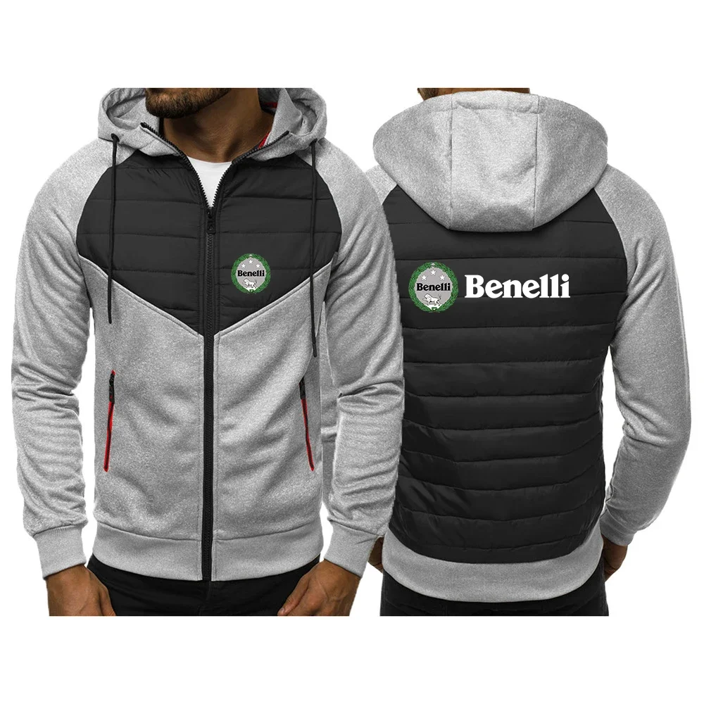 Benelli 2024 Новый мужской осенне-зимний принт Цвет Соответствующий Designe Повседневный теплый удобный мягкий пиджак на молнии Пальто Изображение 5