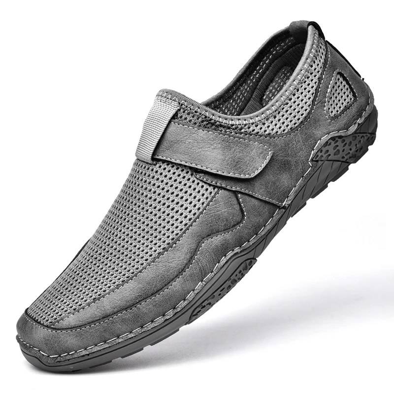 Летние мужские дышащие сетчатые туфли Некожаная повседневная обувь 2021 Новая слипона Мягкая удобная Дропшиппинг Изображение 5
