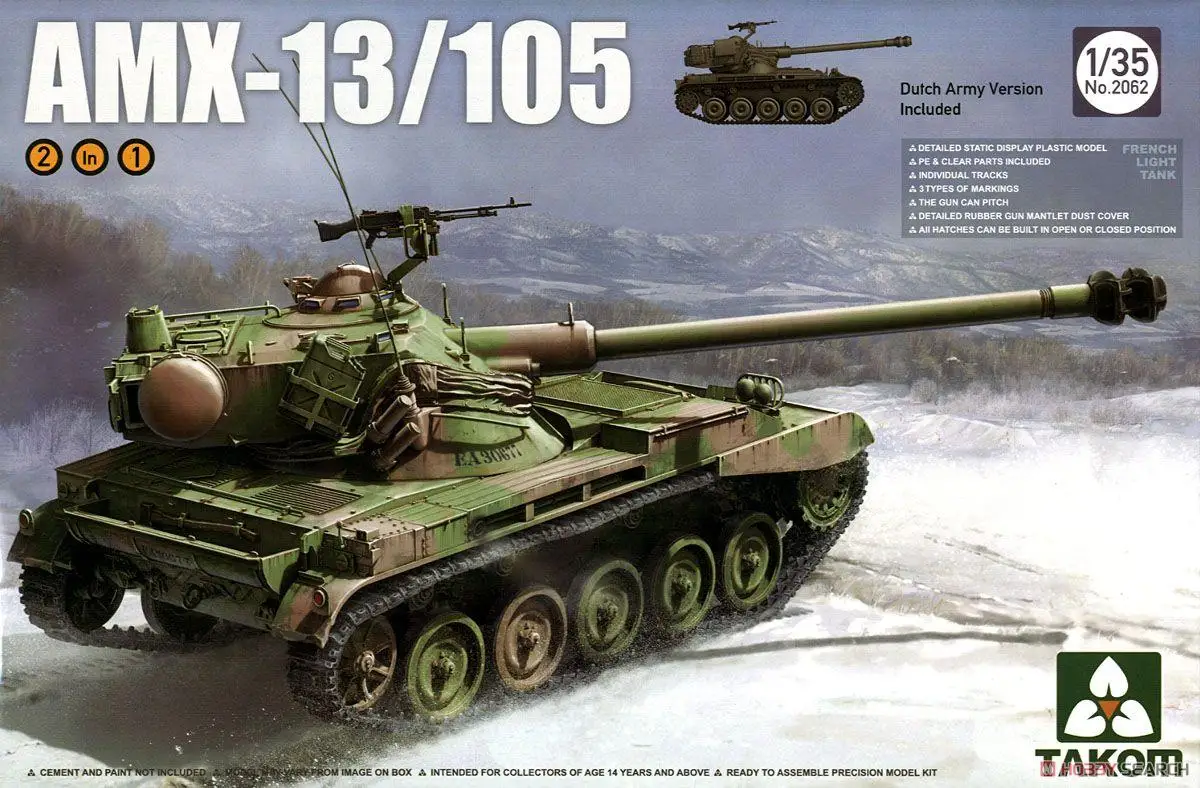 Takom 2062 1/35 Французский лёгкий танк AMX-13/105 из пластика Изображение 0