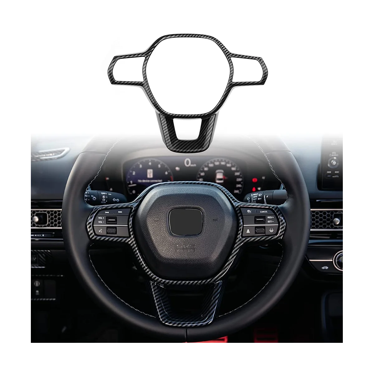  Внутренняя отделка крышки рулевого колеса для Honda Civic 11th 2022 2023 CRV 2023 Аксессуары - ABS Carbon Fiber Изображение 1