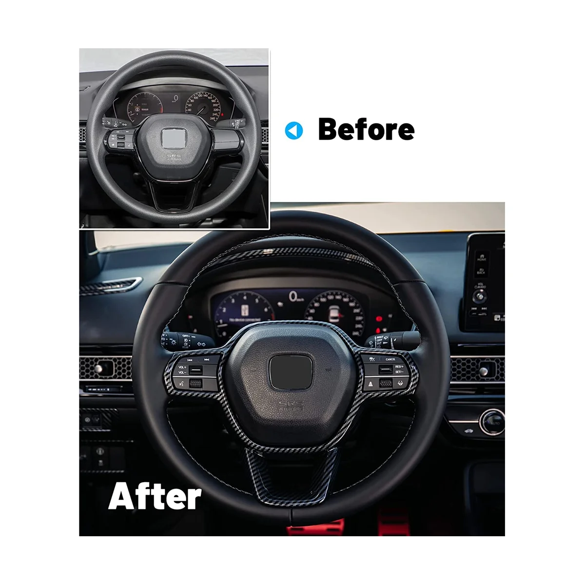  Внутренняя отделка крышки рулевого колеса для Honda Civic 11th 2022 2023 CRV 2023 Аксессуары - ABS Carbon Fiber Изображение 3